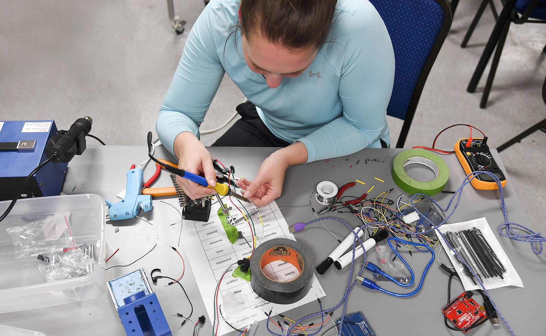 A female student working with technology