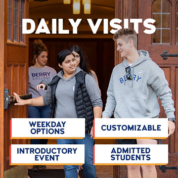 daily visits: weekday options, customizable, introductory event, admitted students