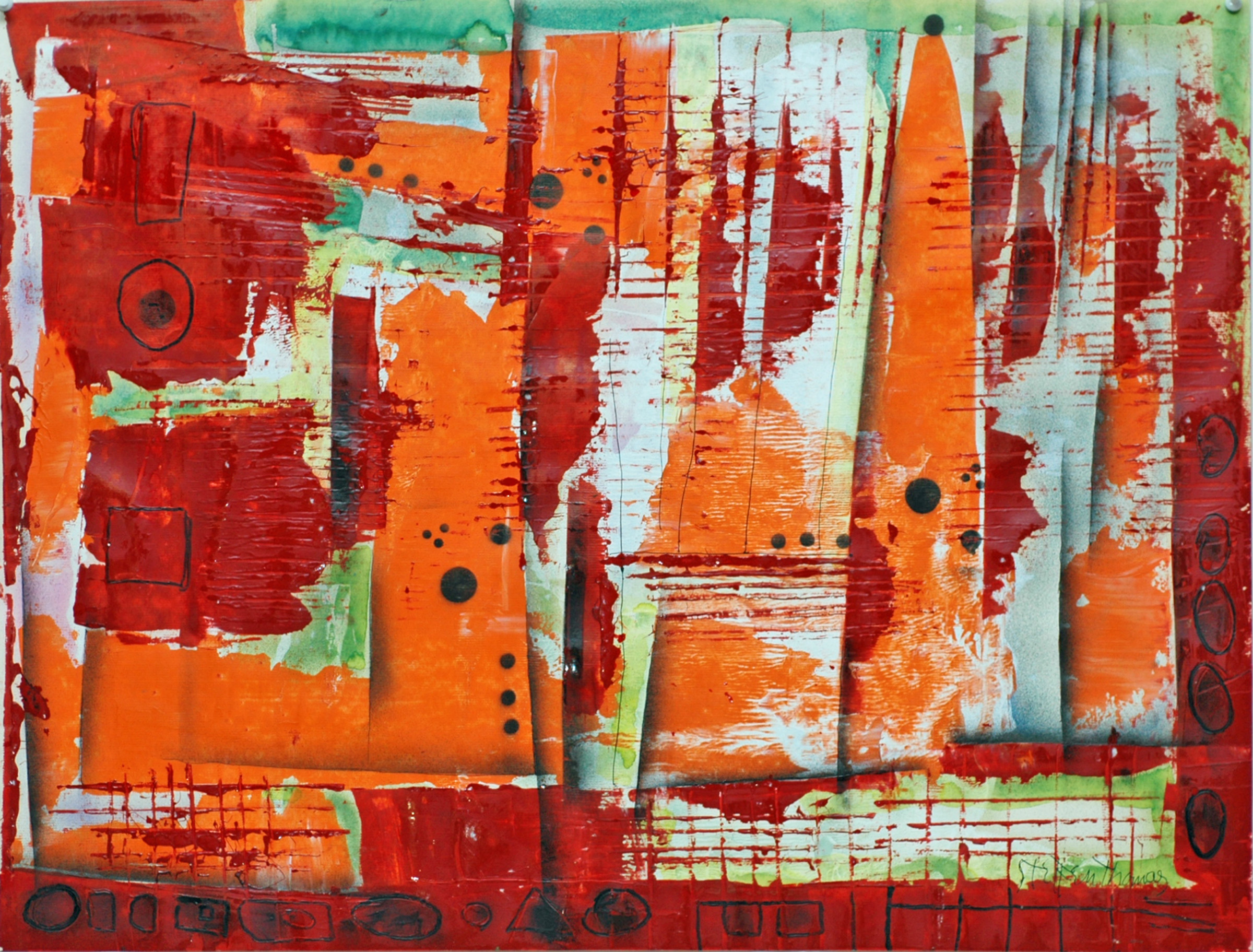 "Land Forms in Orange and Red" painting by Steffen Thomas